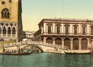 Straw Bridge with the Bridge of Sighs Behind, Venice, 1890-1900