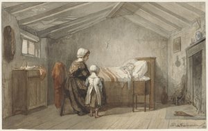 Mother and Daughter by the Sickbed of a Child by Diederik Franciscus Jamin