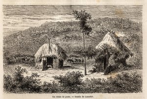 A post relay between Bucharest and Pitesti. Engraving to illustrate the voyage from Paris to Bucharest (Romania), in 1860, by Lancelot, designer, in 