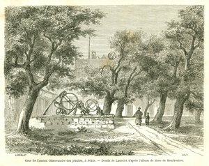 View of the courtyard of the former Jesuit Observatory in Pekin (Beijing), China. Engraving by Lancelot, in Le Tour du Monde, Nouveau journal des Voyages, edited by Edouard Charton, Paris by Dieudonne Auguste Lancelot