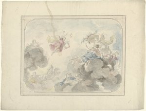 Design for a Ceiling Painting with a View into the Sky where Aurora Dispels Darkness
