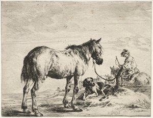 Horse Bound to a Post by Dirck Stoop