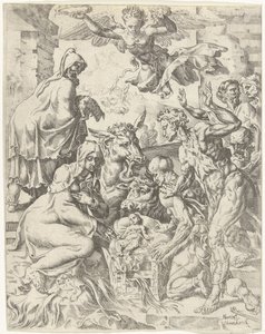 Adoration of the Shepherds Fall and Redemption of Mankind through the Life and Passion of Christ (series title) by Dirck Volckertsz. Coornhert (attributed to)