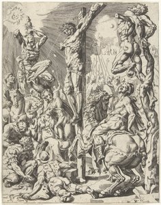 Christ on the Cross (Fall and Redemption of Humanity through the Life and Passion of Christ) by Dirck Volckertsz. Coornhert (attributed to)