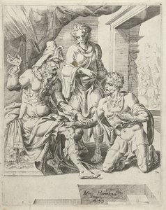 Eliezer Promises to Find a Wife for Isaac by Dirck Volckertsz. Coornhert (attributed to)