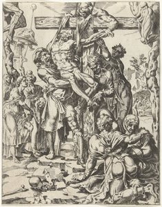 Descent from the Cross (The Fall and Redemption of Mankind Through the Life and Passion of Christ) by Dirck Volckertsz. Coornhert (attributed to)