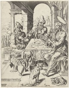 Supper at Emmaus (series title: The Fall and Redemption of Humanity through the Life and Passion of Christ) by Dirck Volckertsz. Coornhert (attributed to)