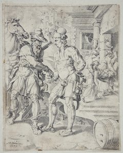 The Samaritan Paying the Innkeeper for the Care of the Wounded Man by Dirck Volckertsz. Coornhert
