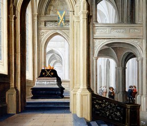 A Church Interior with a Royal Tomb by Dirck van Delen
