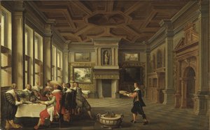 Distinguished Dinner Company in an Interior by Dirck van Delen