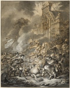 A Skirmish Between the Cavalry Officers and Footsoldiers with Bayonets by Dirk Langendijk