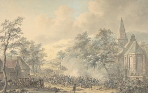 Battle Scene with Church at Right, ca. 1790-1800 by Dirk Langendijk
