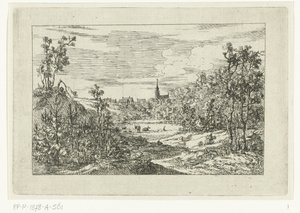 Dune Landscape and View of Houses and Church of Scheveningen by Dirk Vis Blokhuyzen