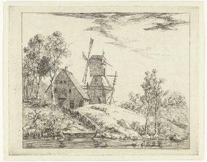 Landscape with Farm and Mill in Holstein by Dirk Vis Blokhuyzen
