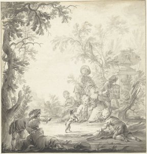 Design for a Mural Painting with Children and a Puppy