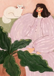 Cozy Woman With Cat