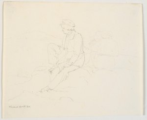 Two Seated Men on a Rock by Ditlev Blunck