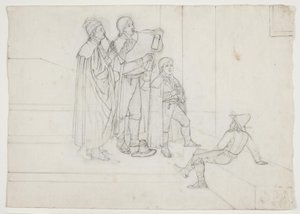 Three Musicians (Pifferari) and a Young Listener by Ditlev Blunck