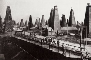Oil wells at Baku on the Caspian Sea, Russia, c1890
