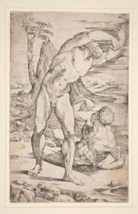 Two Nude Men in a Landscape by Domenico Beccafumi
