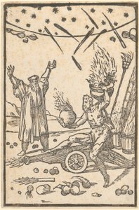Vulcan Commands a Firework, Plate 10 from the Series "De la Pirotechnia" by Domenico Beccafumi