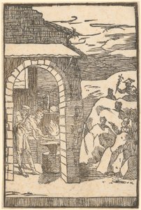 Vulcan and the Philosopher (Theory) Working in the Forge, While Outside the Metals Hide in the Rocks, Plate 1 of the Series 