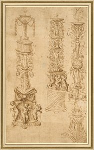 Studies of Three Candlesticks by Domenico Campagnola