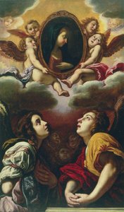 Flying and Adoring Angels by Domenico Fetti or Feti