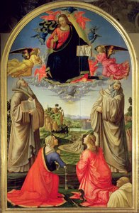 Christ in Glory with St. Benedict, St. Romuald, St. Attinia, St. Grecinia and the donor, abbot Buonvicini, 1492 by Domenico Ghirlandaio