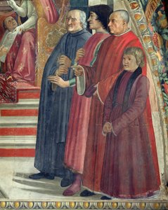 St. Francis receiving the Rule of the Order from Pope Honorius, scene from the cycle of the Life of St. Francis of Assisi, 1486 (detail)