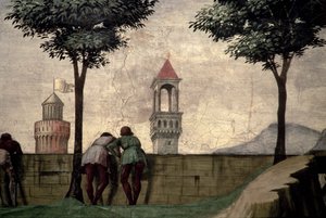 Men Looking over a Wall, from the Visitation by Domenico Ghirlandaio