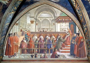 St. Francis receiving the Rule of the Order from Pope Honorius, scene from a cycle of the Life of St. Francis of Assisi