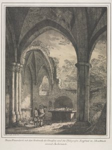 Notable Buildings of the Middle Ages in Germany: Ruins of the Church of the Virgin with the Tomb of Genevieve and Siegfried, Count Palatine of the Rhine, in the Moselle Valley near Andernack by Domenico Quaglio