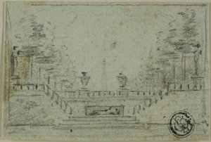 Staircase and Terrace in Formal Garden