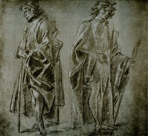 Drapery studies for two male figures by Domenico school of Ghirlandaio
