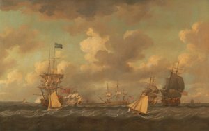 English Ships Coming to Anchor in a Fresh Breeze