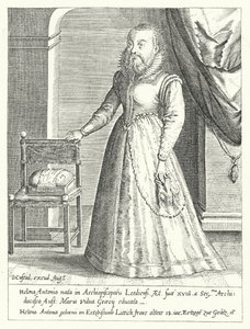 Helena Antonia of Liege, the bearded female court dwarf of Maria of Austria, Holy Roman Empress by Dominicus or Custodis Custos