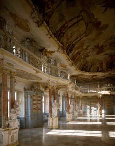 View of the library room of the Schussenried monastery by Dominikus Zimmermann
