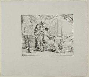 Denon Instructing a Young Woman Drawing on a Lithographic Stone by Dominique Vivant Denon