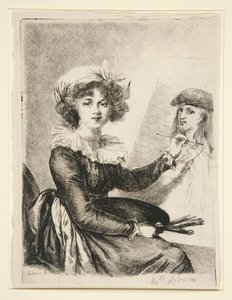 Louise-Elisabeth Vigée-Lebrun, (Mlle Lebrun), after, and in reverse to, the self-portrait of 1790 in the Uffizi by Dominique Vivant Denon