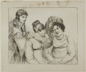 Man and Two Women Conversing