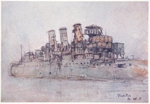 H.M.S. Vindictive, April 25th 1918, illustration from 