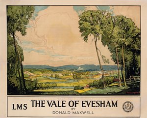 The Vale of Evesham, Poster Advertising London, Midland and Scottish Railway by Donald Maxwell