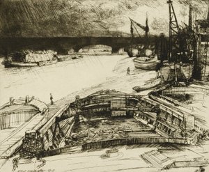 Wind and Rain on the Thames by Donald Shaw MacLaughlan