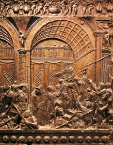 Christ before Caiphas (1460, Bas relief on bronze)