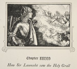 How Sir Launcelot saw the Holy Grail, illustration from Stories of King Arthur and the Round Table by Beatrice Clay, 1st Edition by Dora Curtis