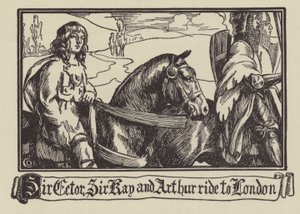 Sir Ector, Sir Kay and Arthur ride to London