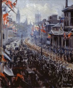 Peace Celebrations, Indian Troops Marching to Whitehall by Dora Meeson