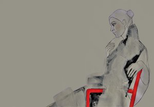 Contemplative Woman in Red