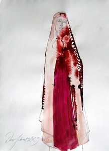Crimson Draped Figure